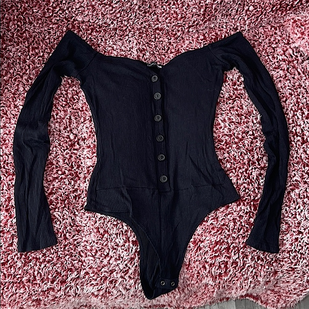 off the shoulder black bodysuit
